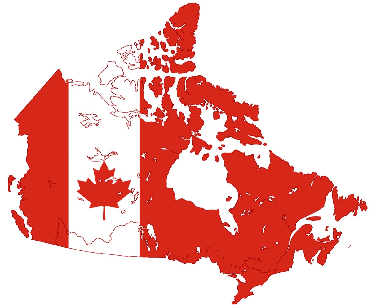 Mappa del Canada con la bandiera nazionale