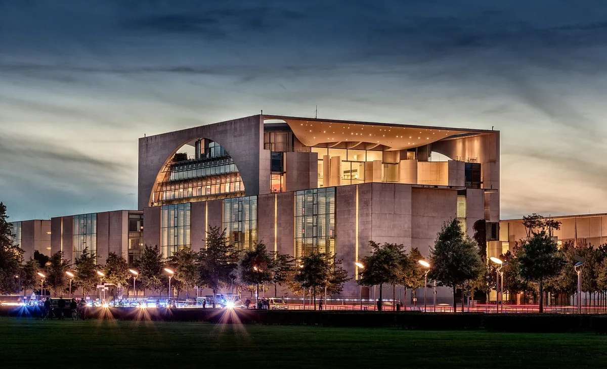 federal chancellery, nature, federal government, government, berlin, building, architecture, government district, germany, sunset, dusk, Berlin, Germany